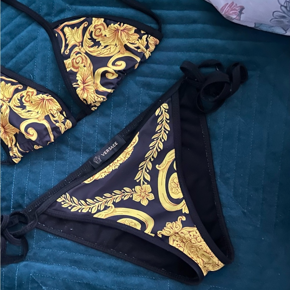 Versace Black and Gold Baroque Bikini